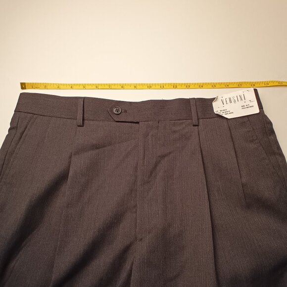 NWT Mens Versini 100% Wool Pants Size 36 Unhemmed Gray Striped Straight Leg - Picture 7 of 10
